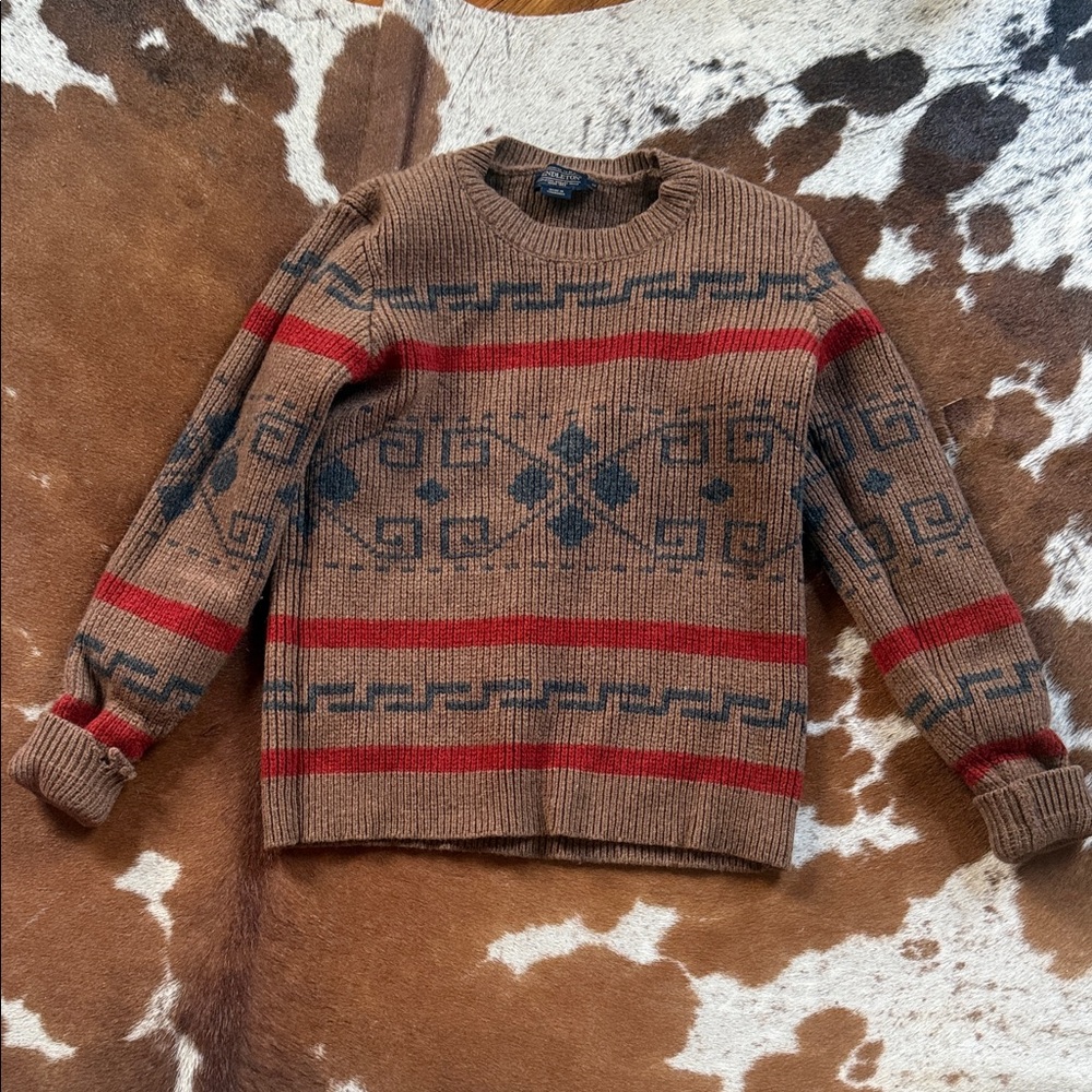 Pendleton Women's Sweater in Brown and Red Pattern